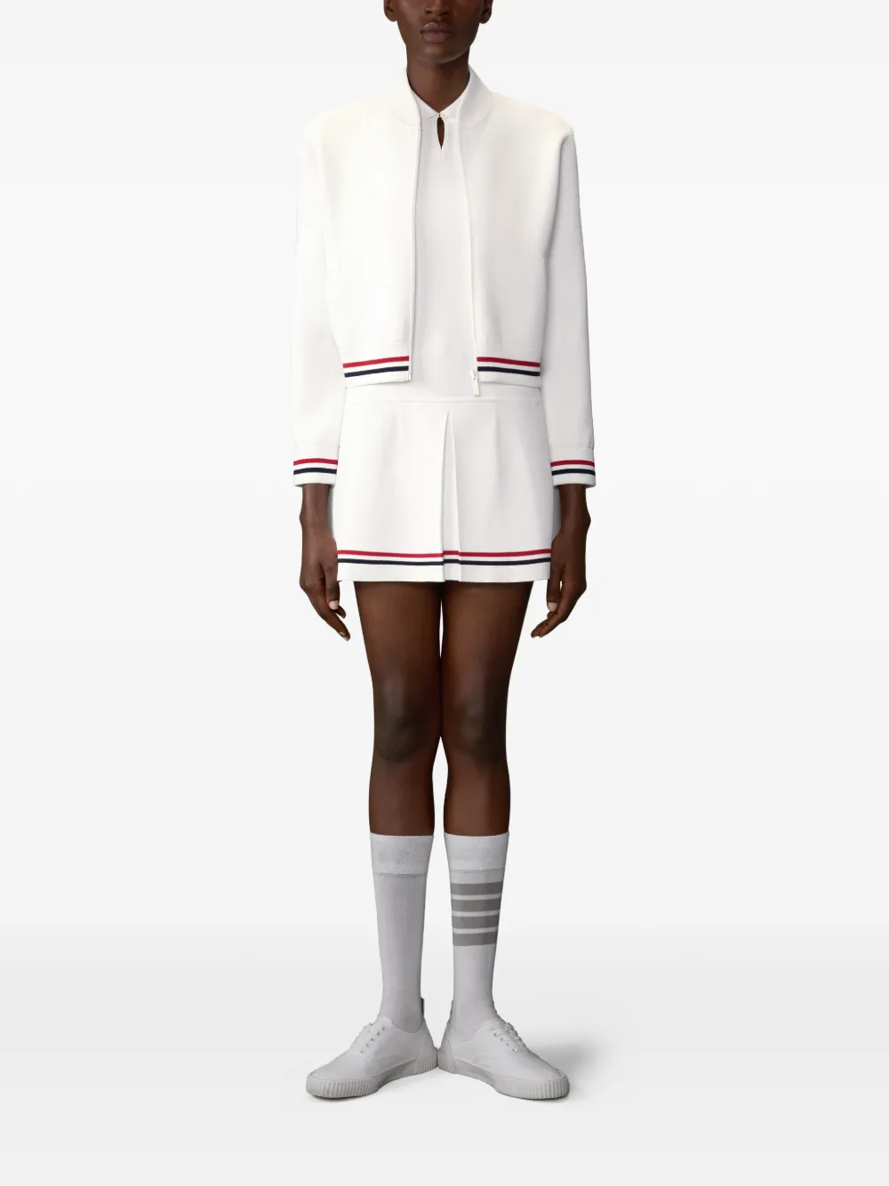  Thom Browne Stripe-detail Bomber Jacket - White 