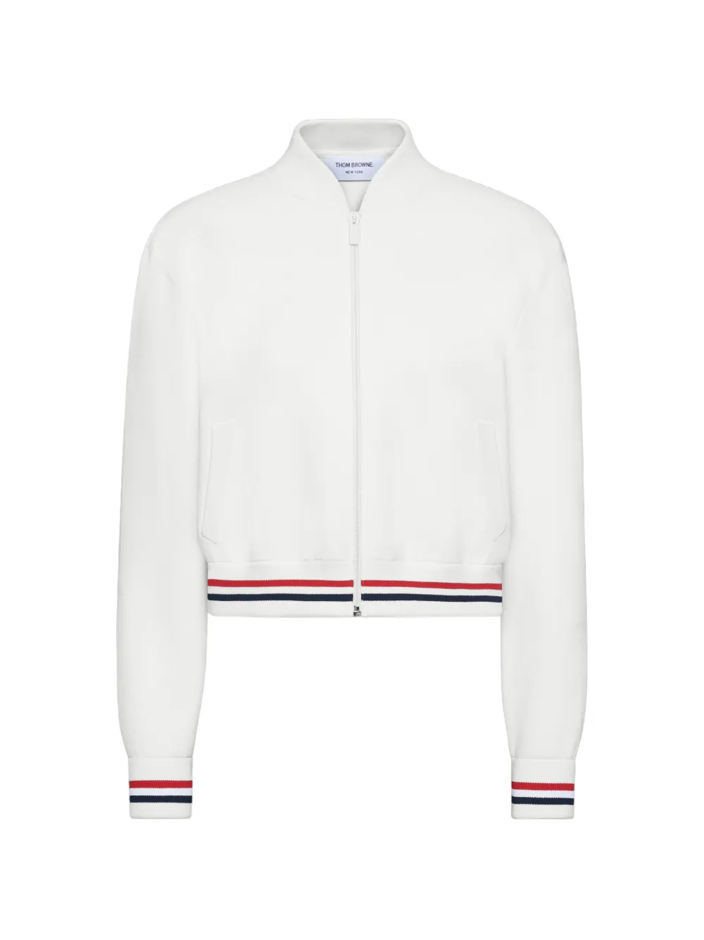 Thom Browne Milano RWB gestreept bomberjack met stiksels Wit