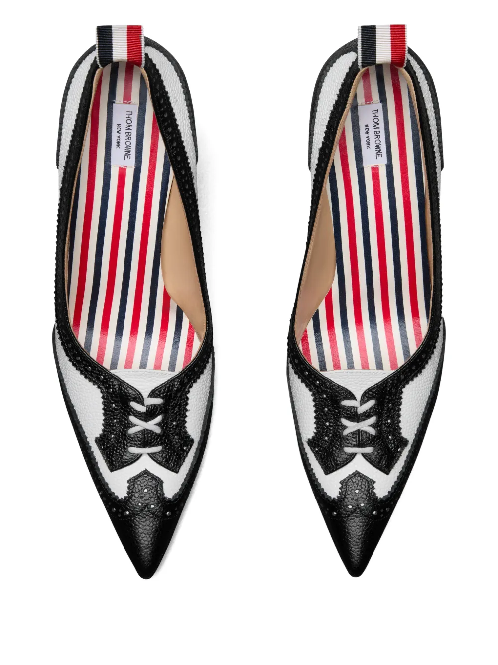 Thom Browne wingtip pebble-grain pumps Zwart