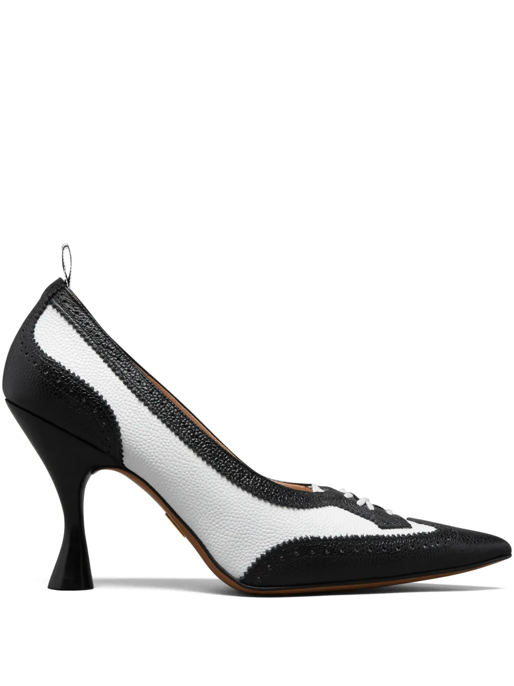 Thom Browne wingtip pebble-grain pumps - Nero