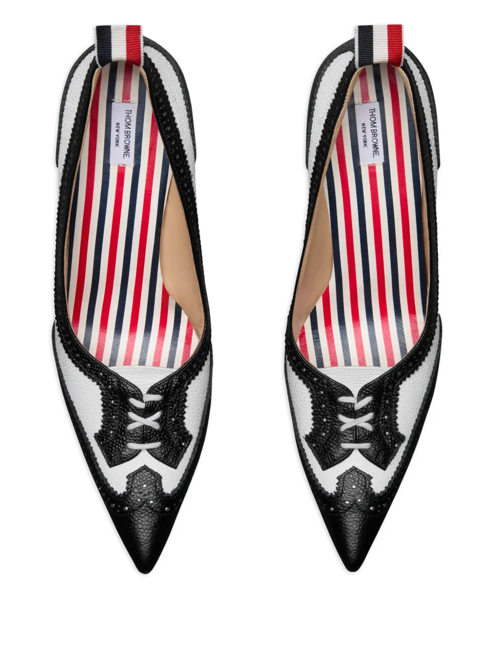  Thom Browne Wingtip Pebble-grain Pumps - Black 