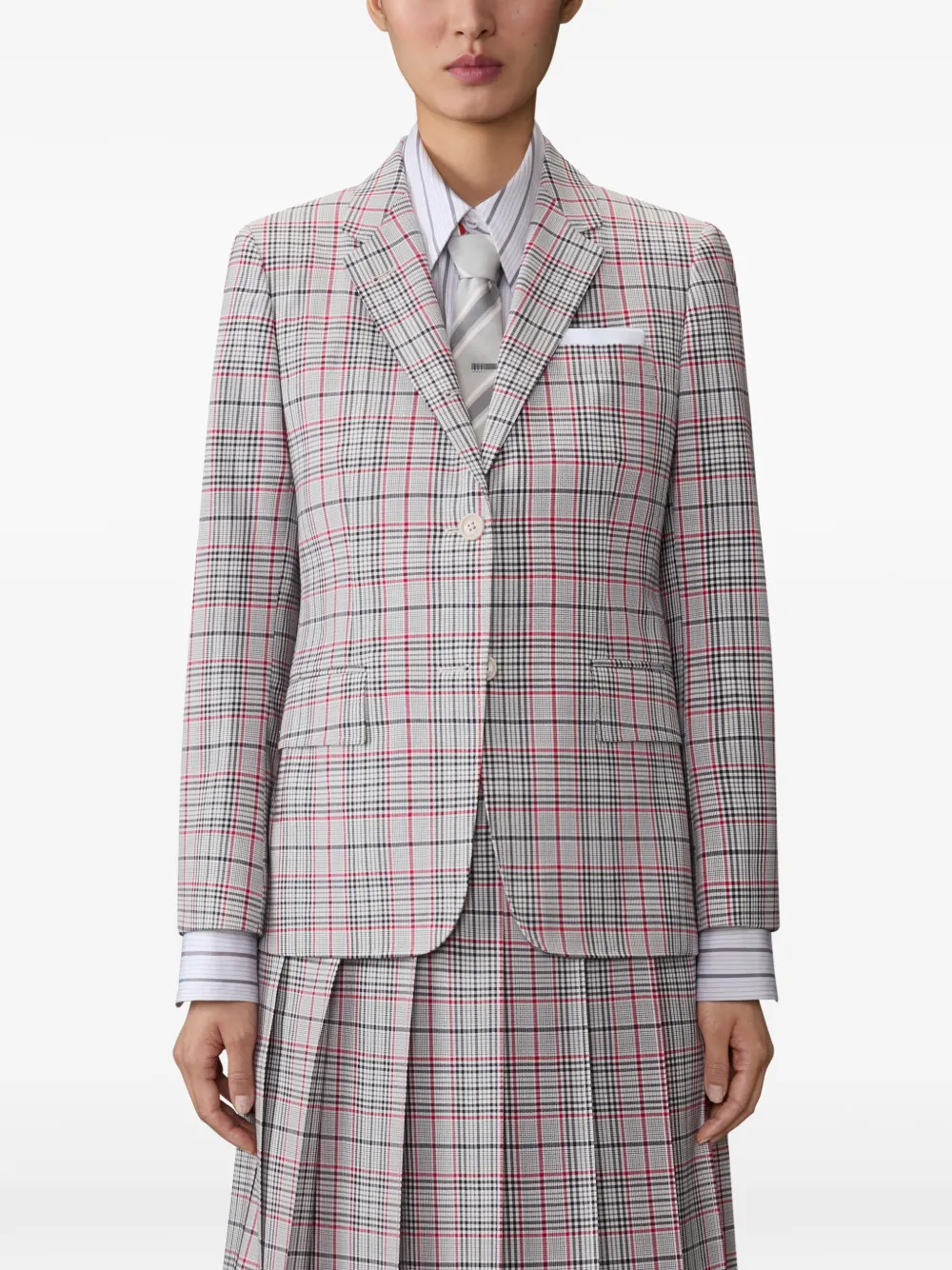  Thom Browne Plaid-pattern Blazer - Grey 