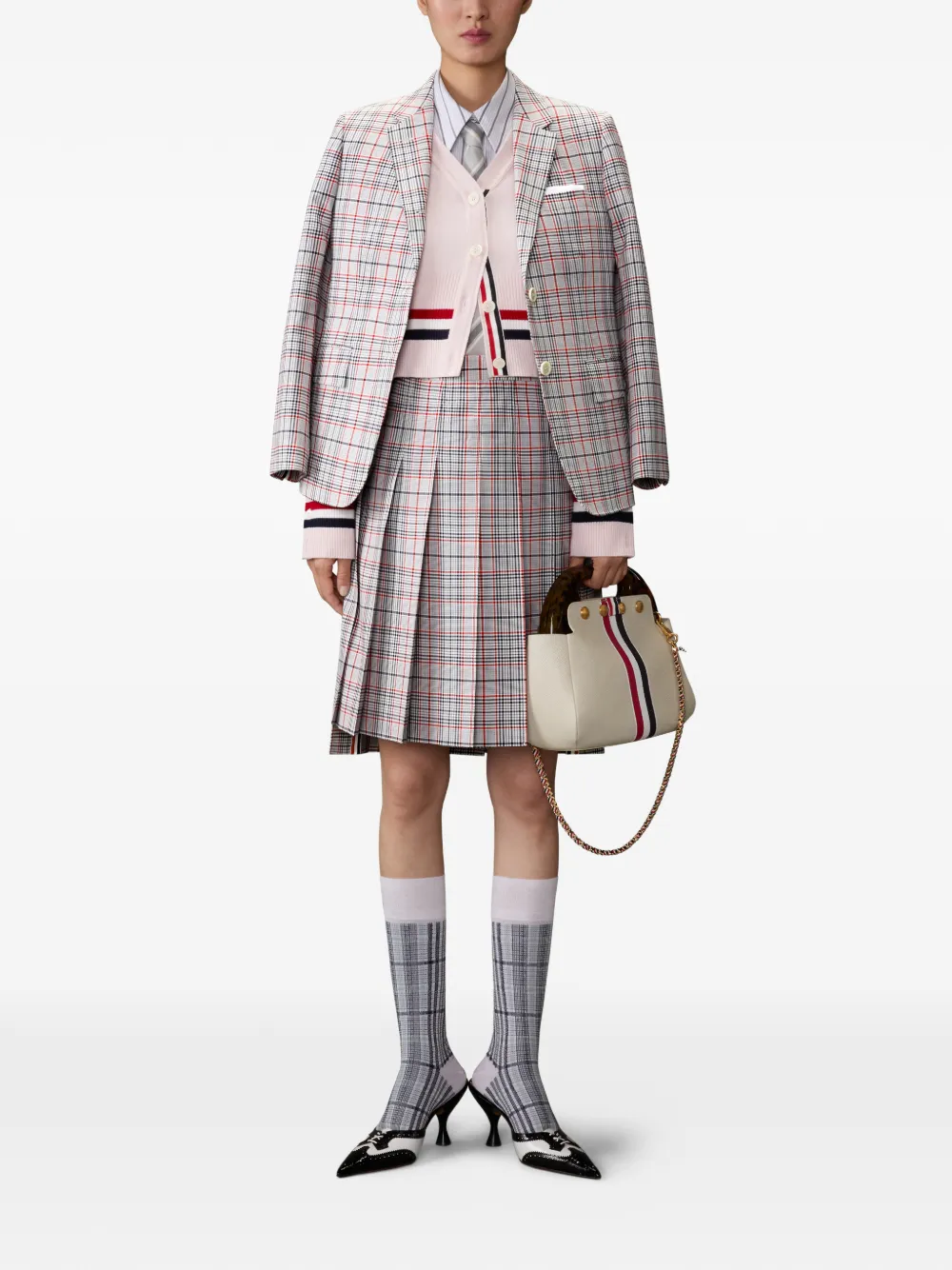  Thom Browne Plaid-pattern Blazer - Grey 