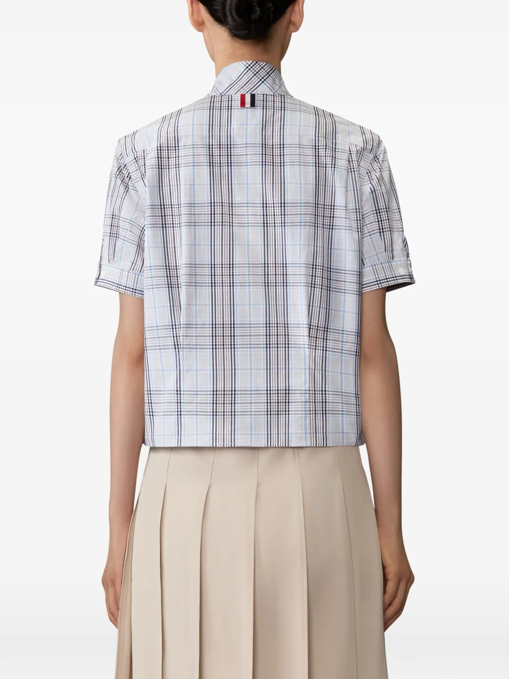 Thom Browne Geruit popeline blouse met gestrikte kraag Wit