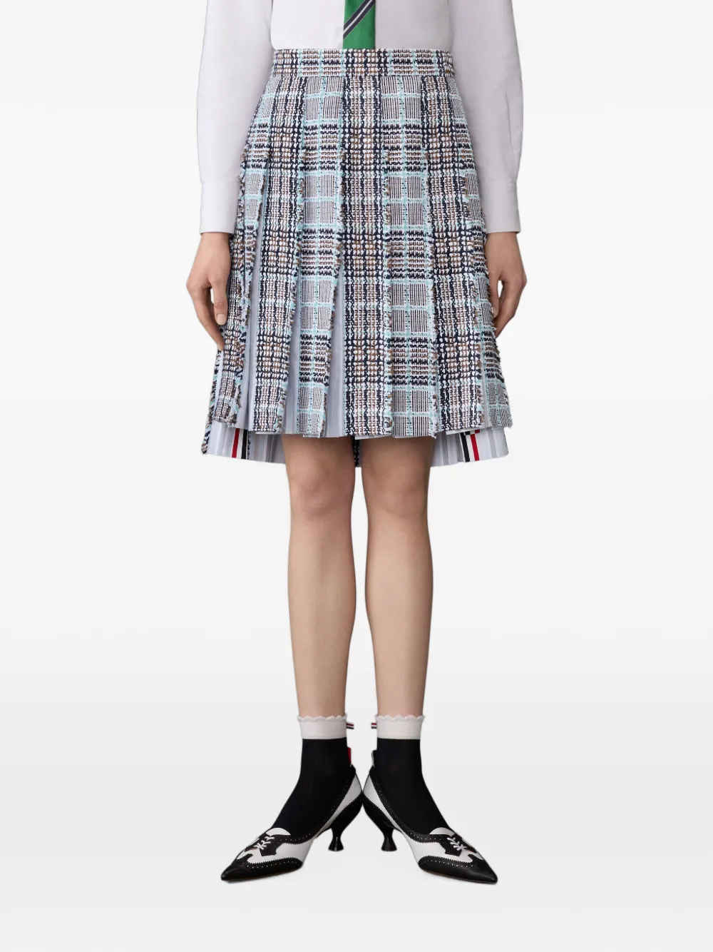 Thom Browne Gonna midi plissettata a quadri - Blu