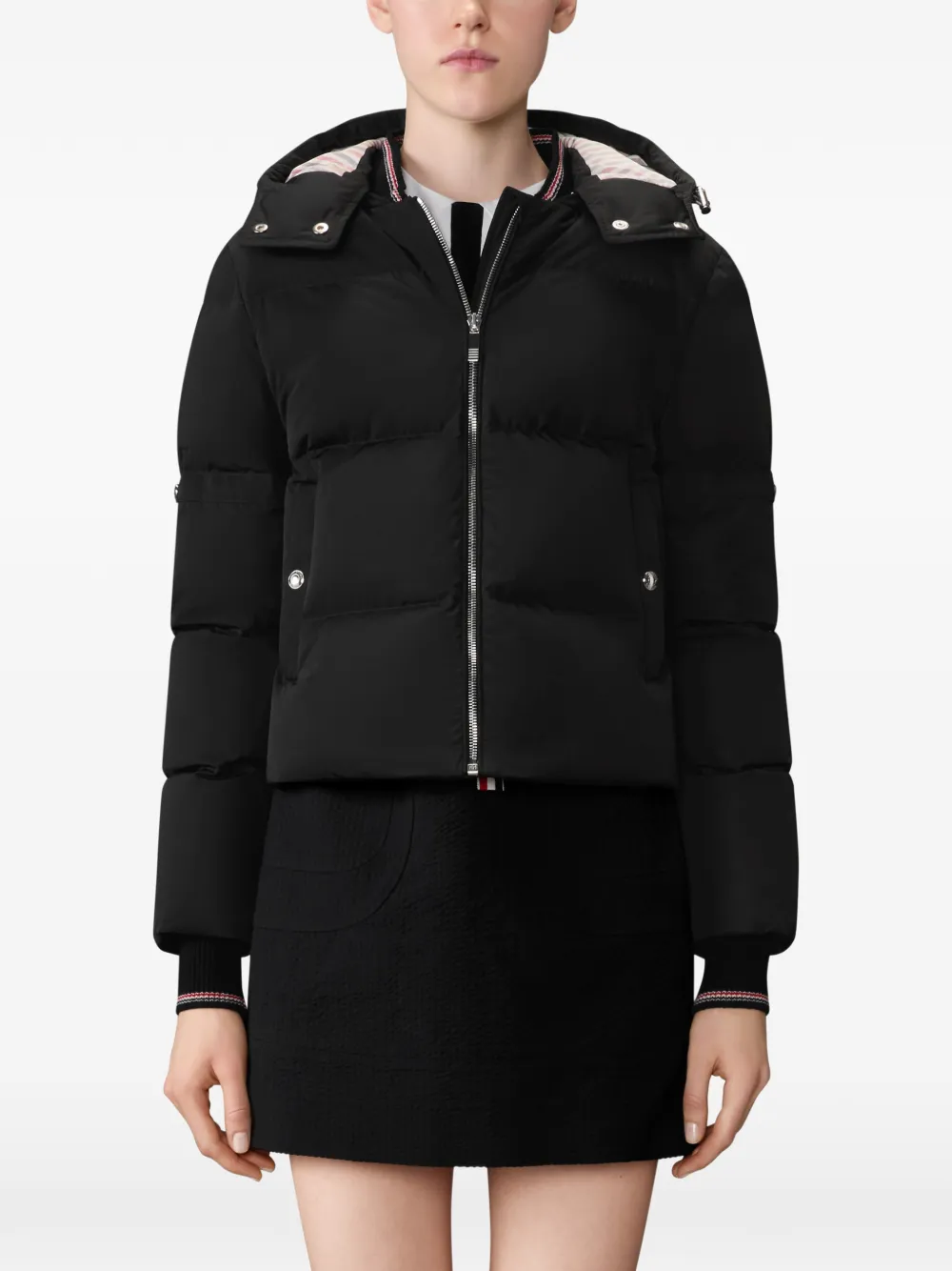  Thom Browne Zip-up Down Jacket - Black 