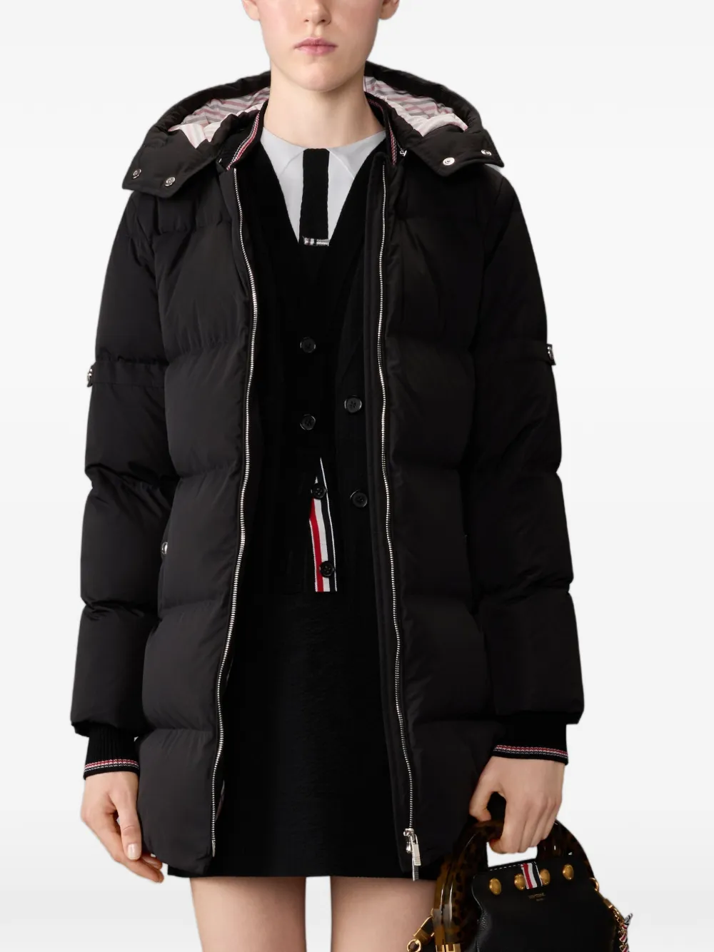 Thom Browne Gewatteerde jas met rits Zwart