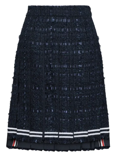 Thom Browne — satin ribbon frayed pleated midi skirt