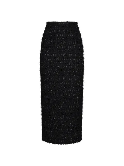 Thom Browne Gonna in tweed con nastro in raso e frange