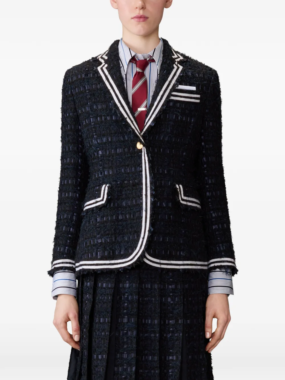 Thom Browne Ribbon tweed sportjas Blauw