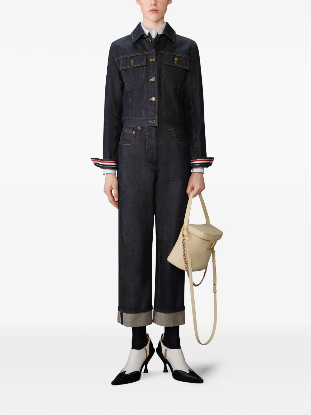 Thom Browne five-pocket cuffed jeans - Blauw