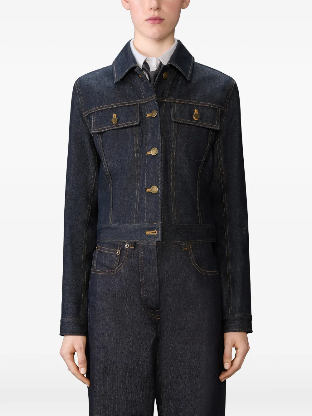  Thom Browne Pointed-collar Denim Jacket - Blue 