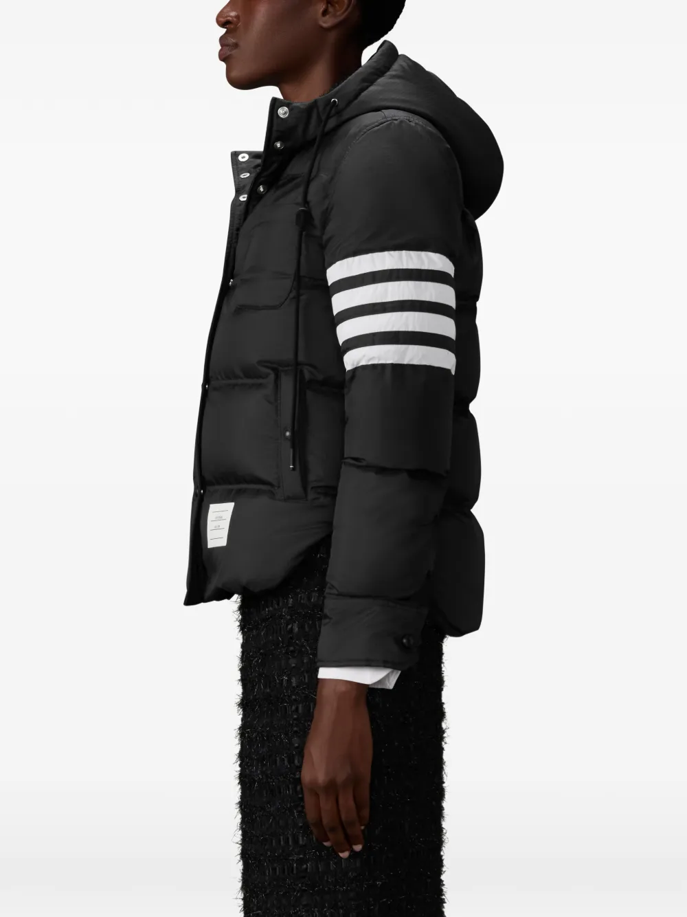 Thom Browne Glanzend ripstop lichtgewicht donsjack met 4-Bar Zwart