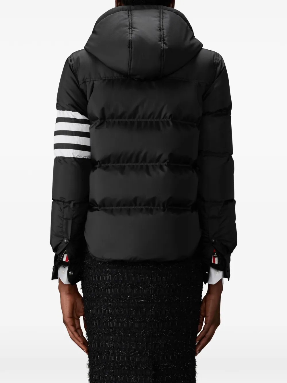 Thom Browne Glanzend ripstop lichtgewicht donsjack met 4-Bar Zwart