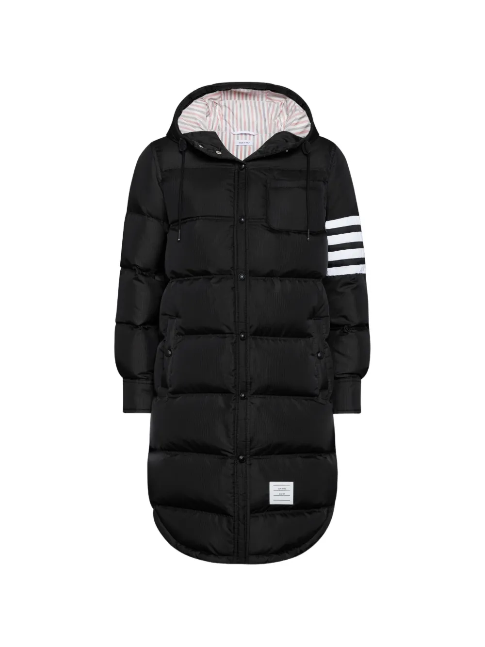 Thom Browne Glanzende ripstop lichtgewicht donsgevulde 4-Bar parka Zwart