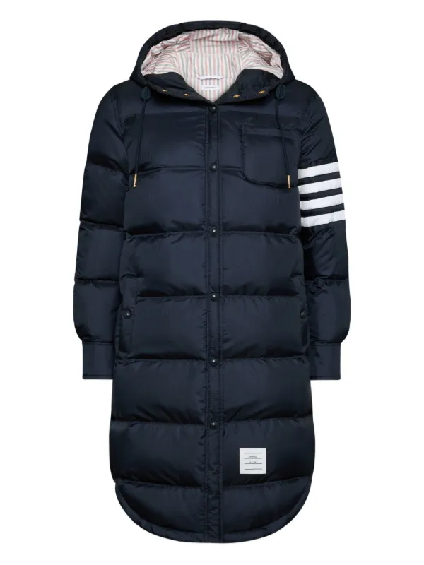 Thom Browne Shiny Ripstop Lightweight Down Filled 4-bar Parka in Blue