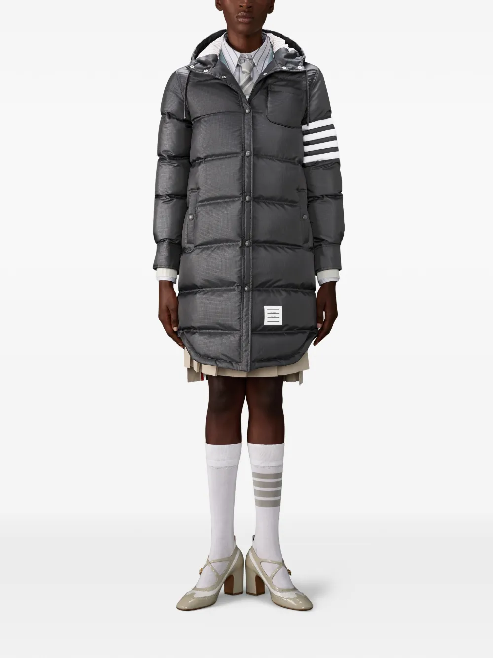 Thom Browne Ripstop 4-bar Parka In Gray