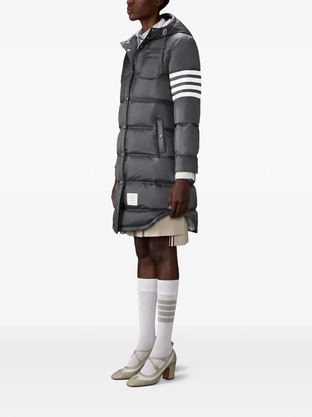 Thom Browne Ripstop 4-bar Parka In Gray