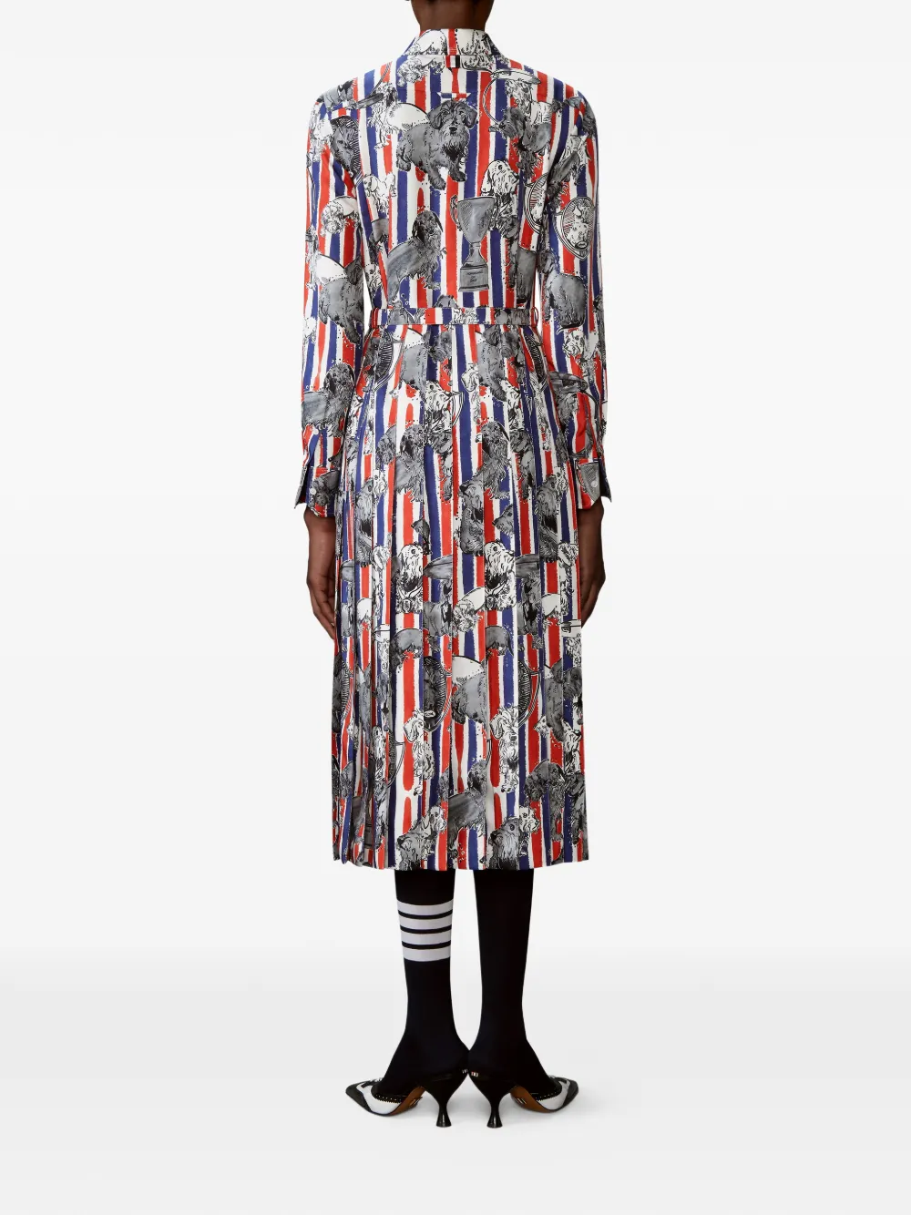 Thom Browne Hector zijden twill jurk met plooien Wit