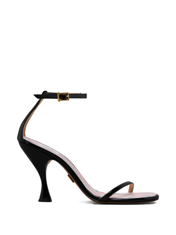 Thom Browne Soft Patent 4-Bar High Heel Sandals in Black