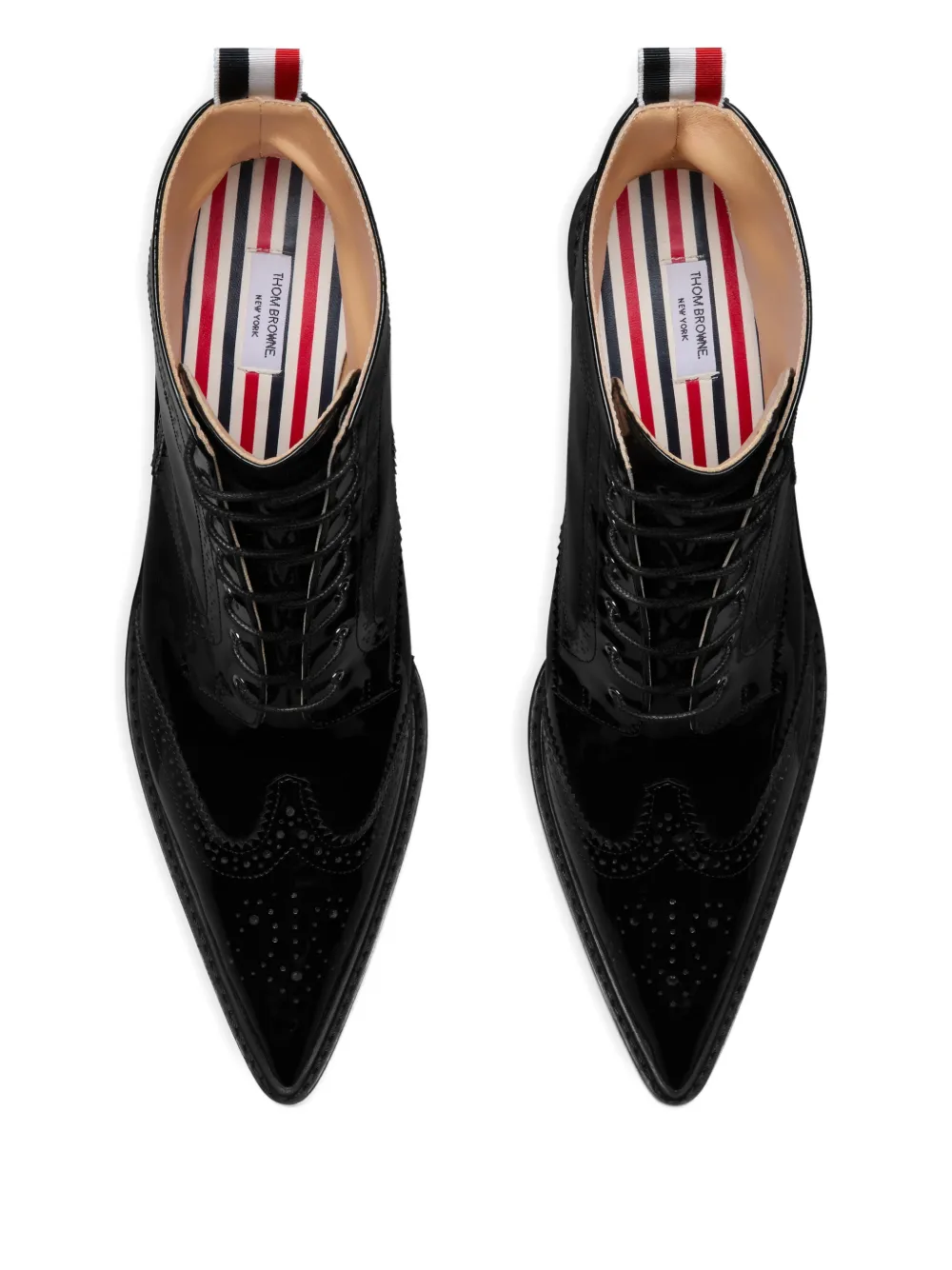 Thom Browne 90mm Wingtip leren laarzen Zwart