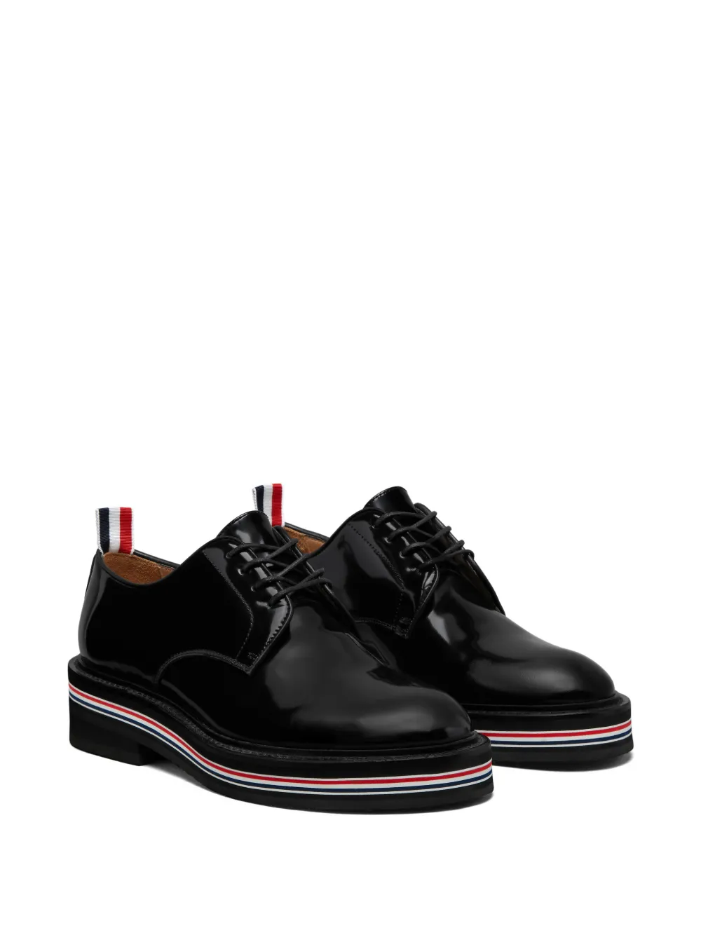 Thom Browne Uniform leren derby schoenen Zwart