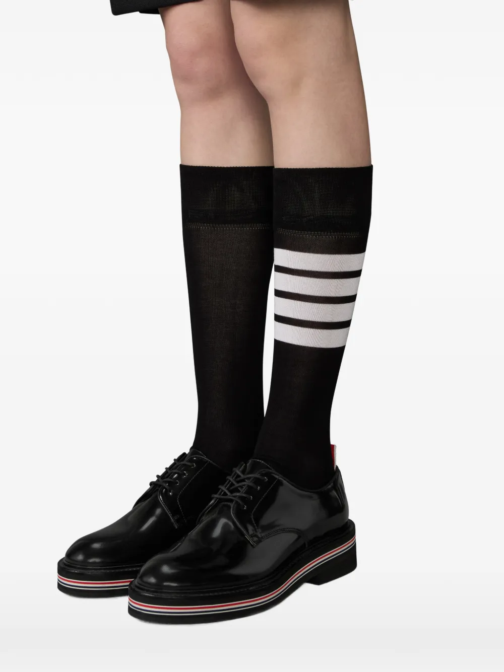 Thom Browne Uniform leren derby schoenen Zwart