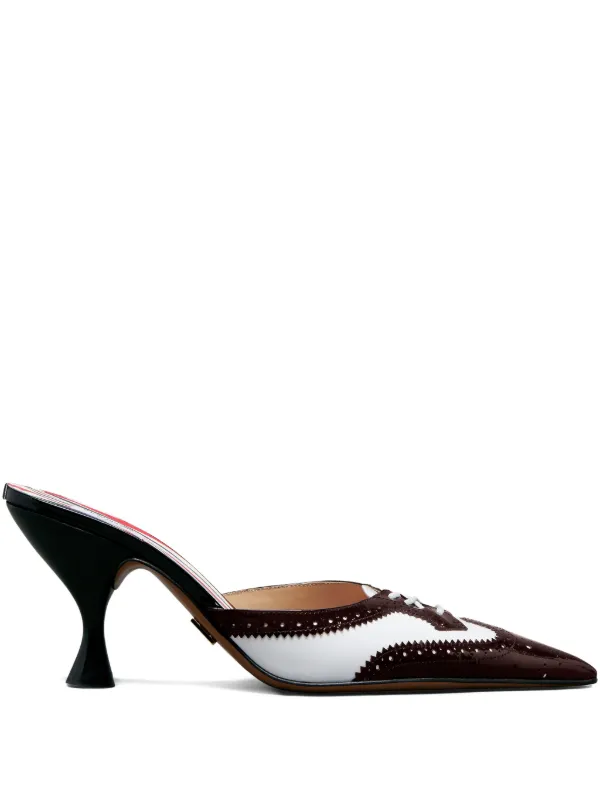 Thom Browne Soft Spazzolato Shiny Calf Heeled Mules 75mm in Brown