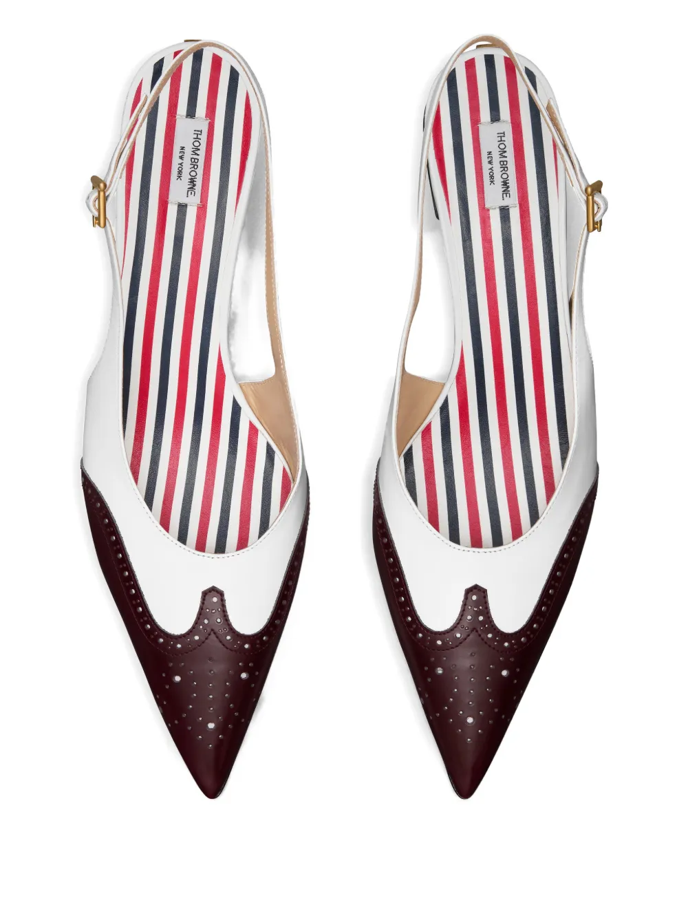 Thom Browne 50mm Wingtip slingback pumps Wit