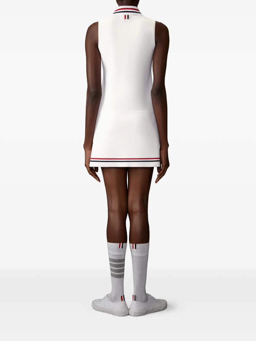 Thom Browne Gestreepte geplooide tennis mini-jurk Wit