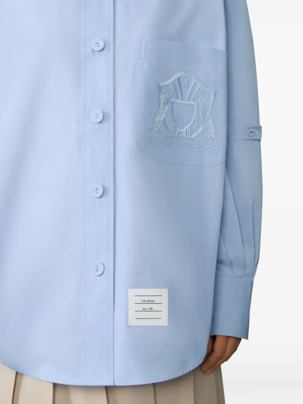 Thom Browne Blouse met geborduurd wapenschild Blauw