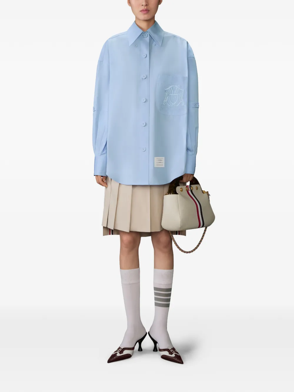 Thom Browne Blouse met geborduurd wapenschild - Blauw