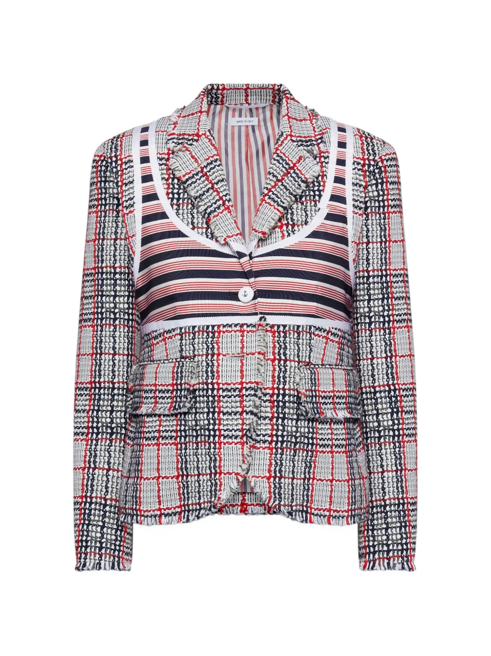 Thom Browne Ausgefranster Tweed-Blazer - Grau