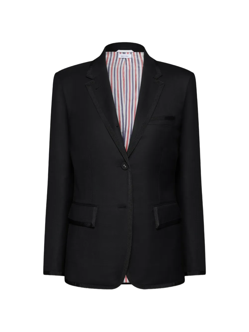 Thom Browne Super 120s twill grosgrain sportjas Zwart