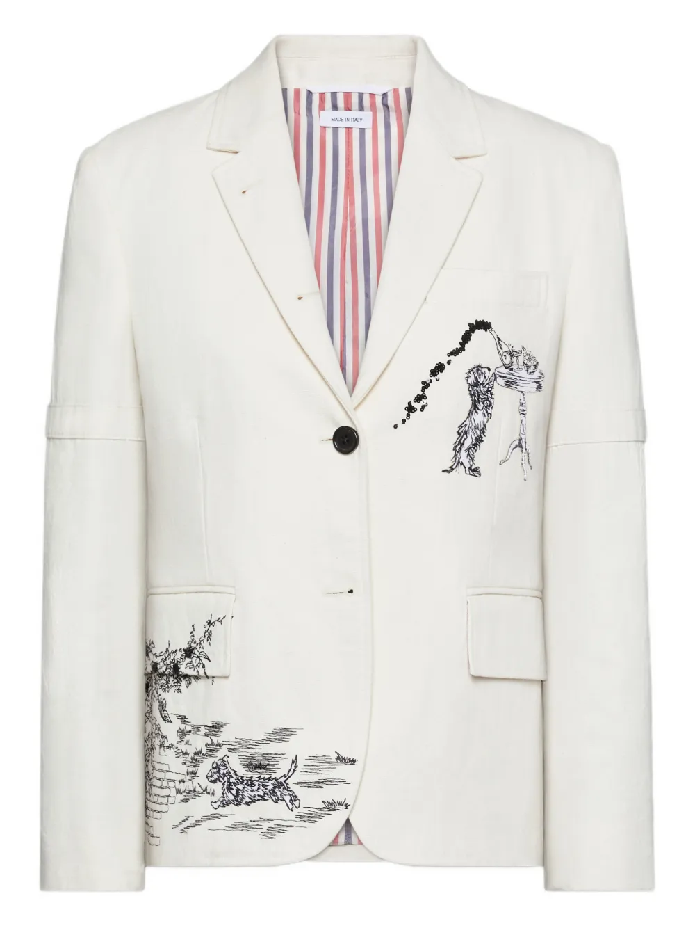 Thom Browne Giacca con ricamo - Bianco