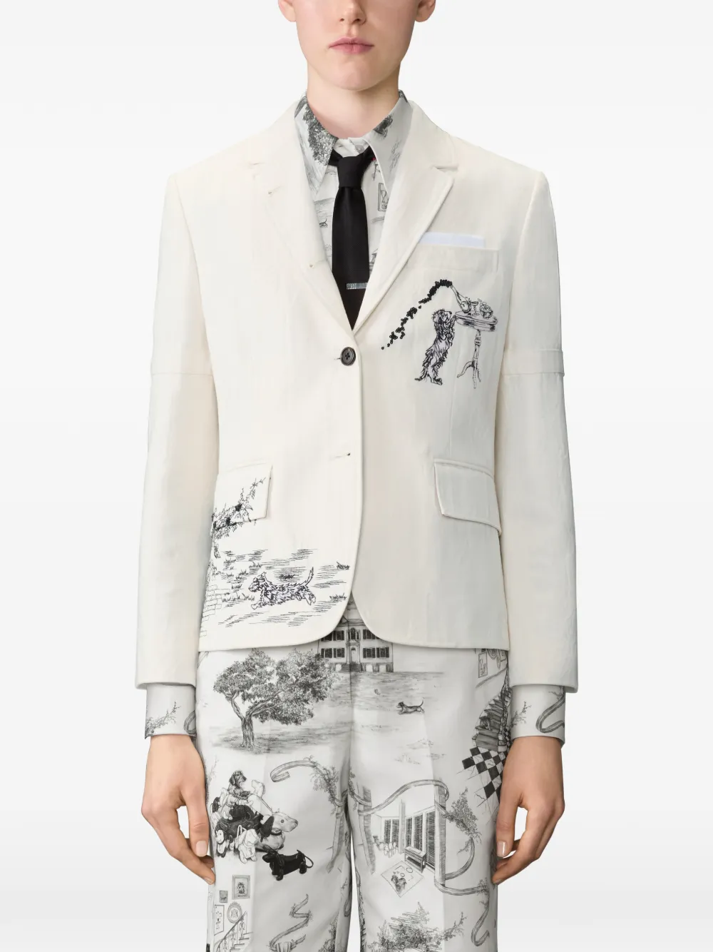  Thom Browne Embroidered Canvas Jacket - White 