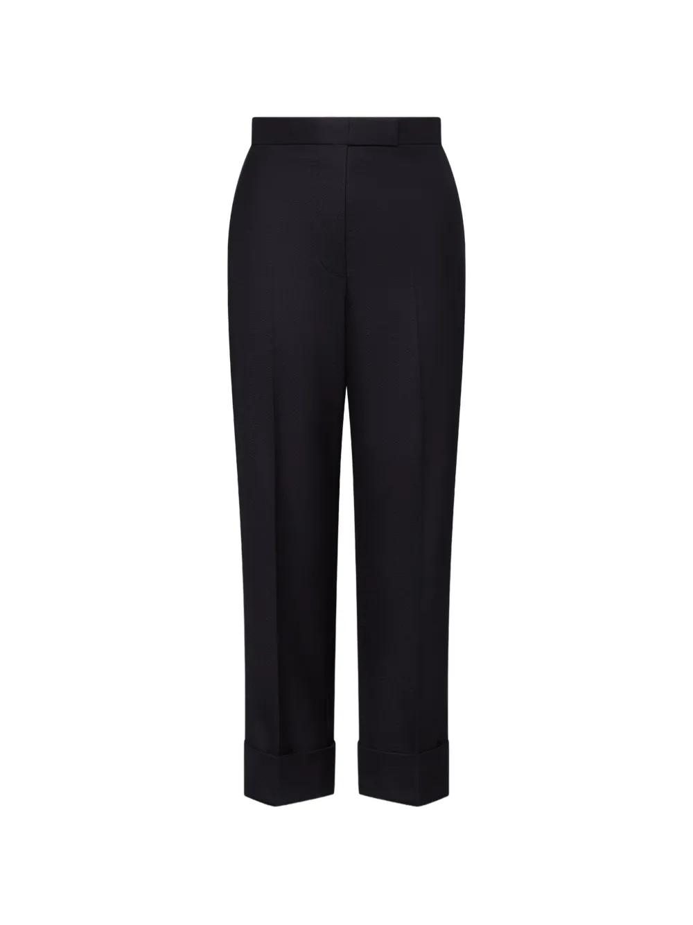 Thom Browne Super 120s wollen twill pantalon met smokingstrepen Zwart