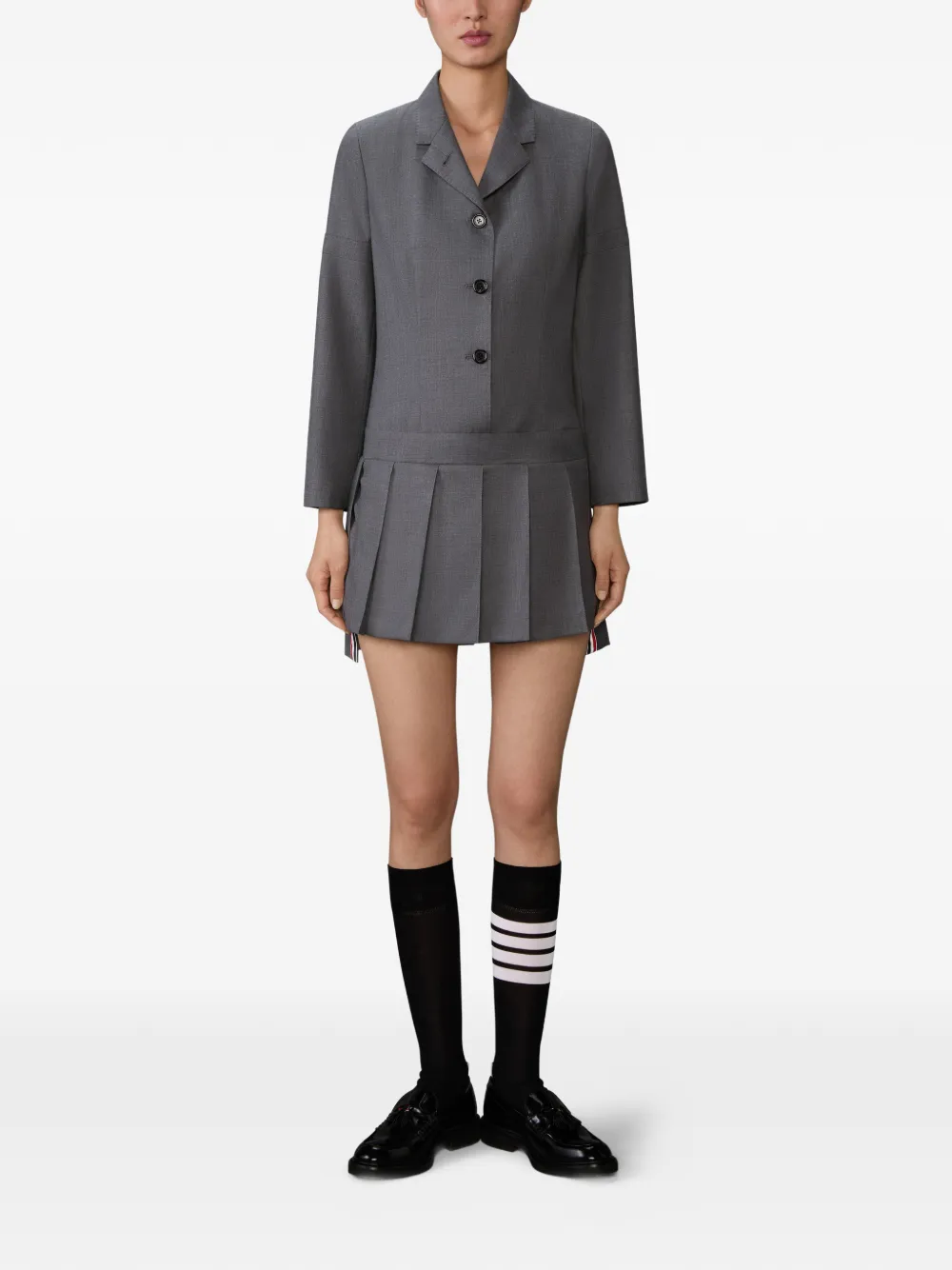 Thom Browne Twill geplooide mini-jurk - Grijs