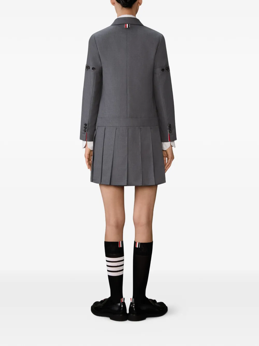 twill pleated mini dress