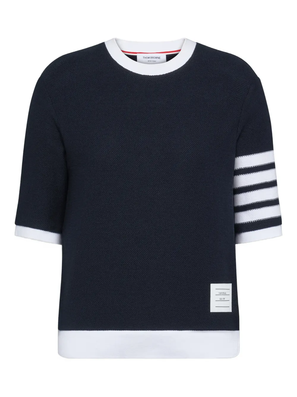 Thom Browne textured 4-bar tee T-shirt | Blue | Image 1