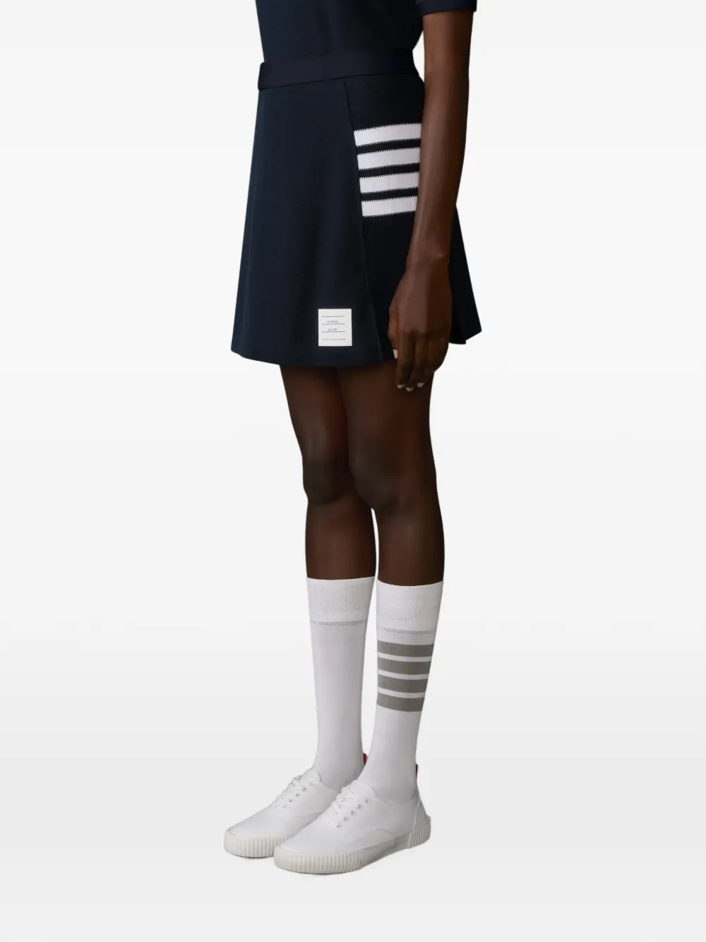 Thom Browne Piqué 4-Bar Box mini-plooirok met textuur Blauw