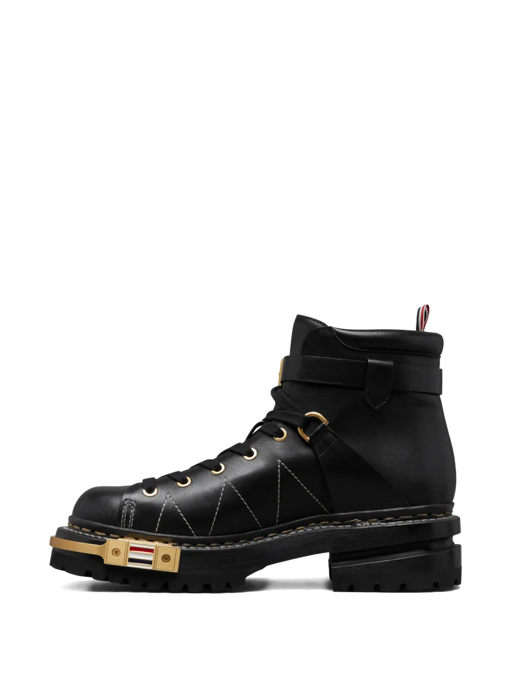 Thom Browne Buckle Calf Leather Boots In Multi