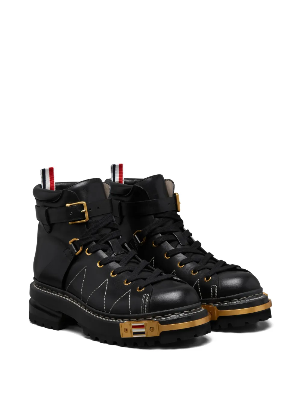 Thom Browne Buckle Calf Leather Boots In Multi