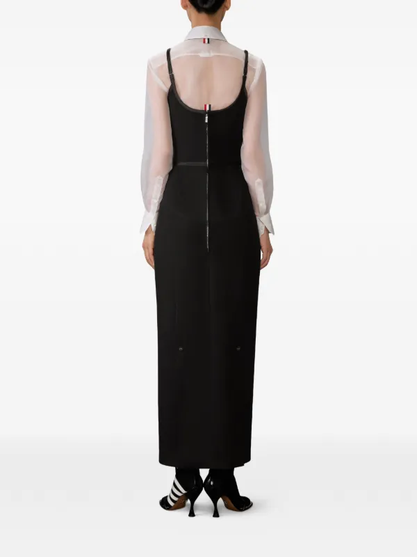 thom browne black dress Thom Browne Satin-detail Tipped Maxi Dress