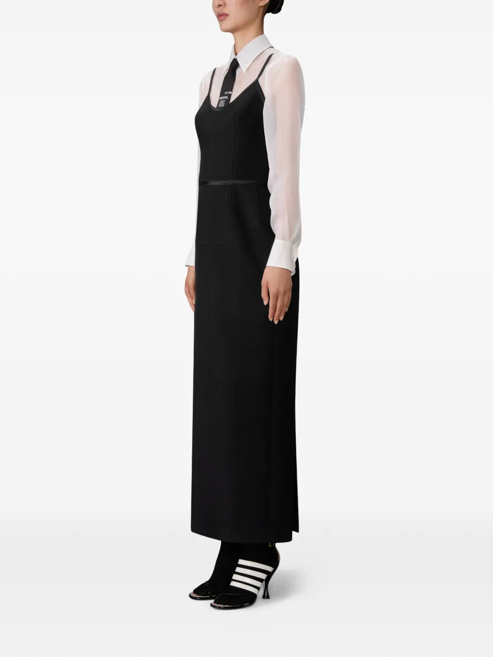 Thom Browne Maxi-jurk met satijnen afwerking Zwart