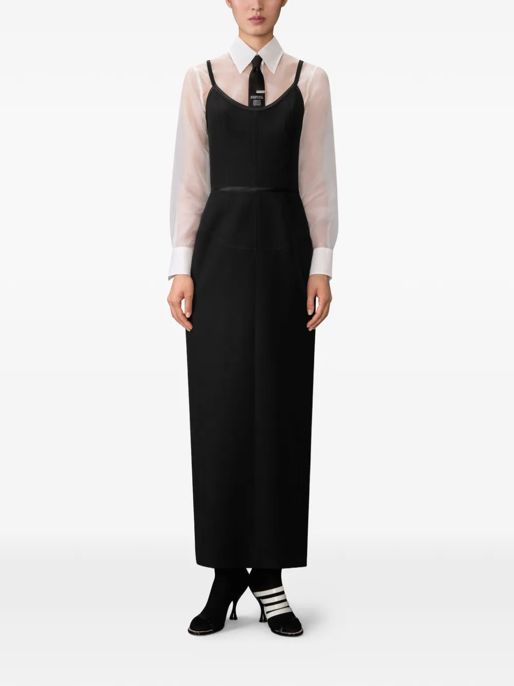 Thom Browne Maxi-jurk met satijnen afwerking Zwart