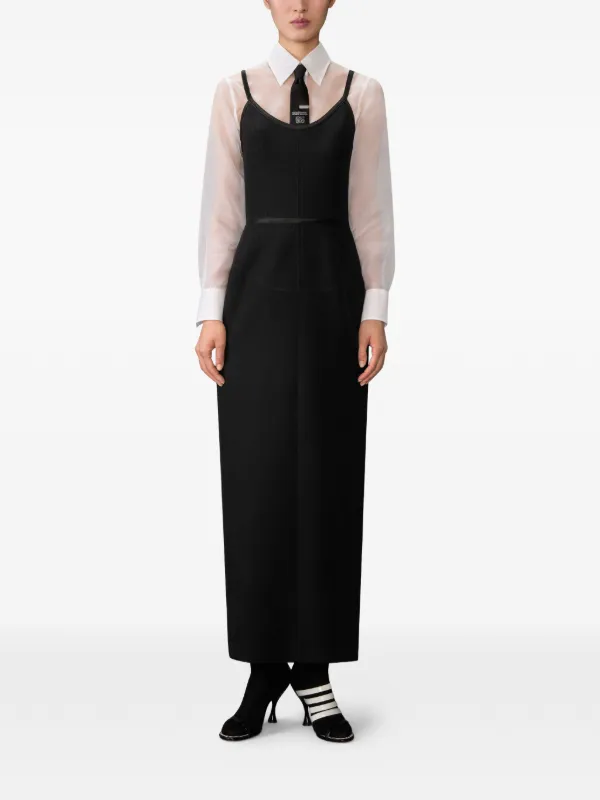 Thom Browne Satin-Detail Tipped Maxi Dress - Black