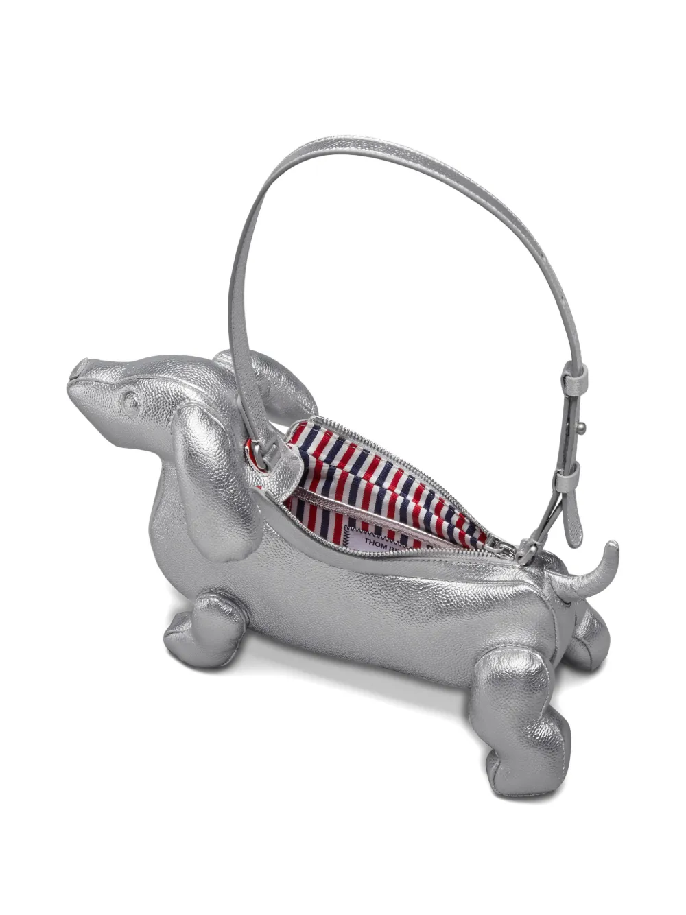 Thom Browne Baby Hector tas van bewerkt leer Zilver