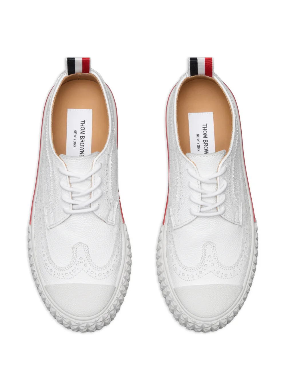 Thom Browne Leren sneakers met streepdetail Wit