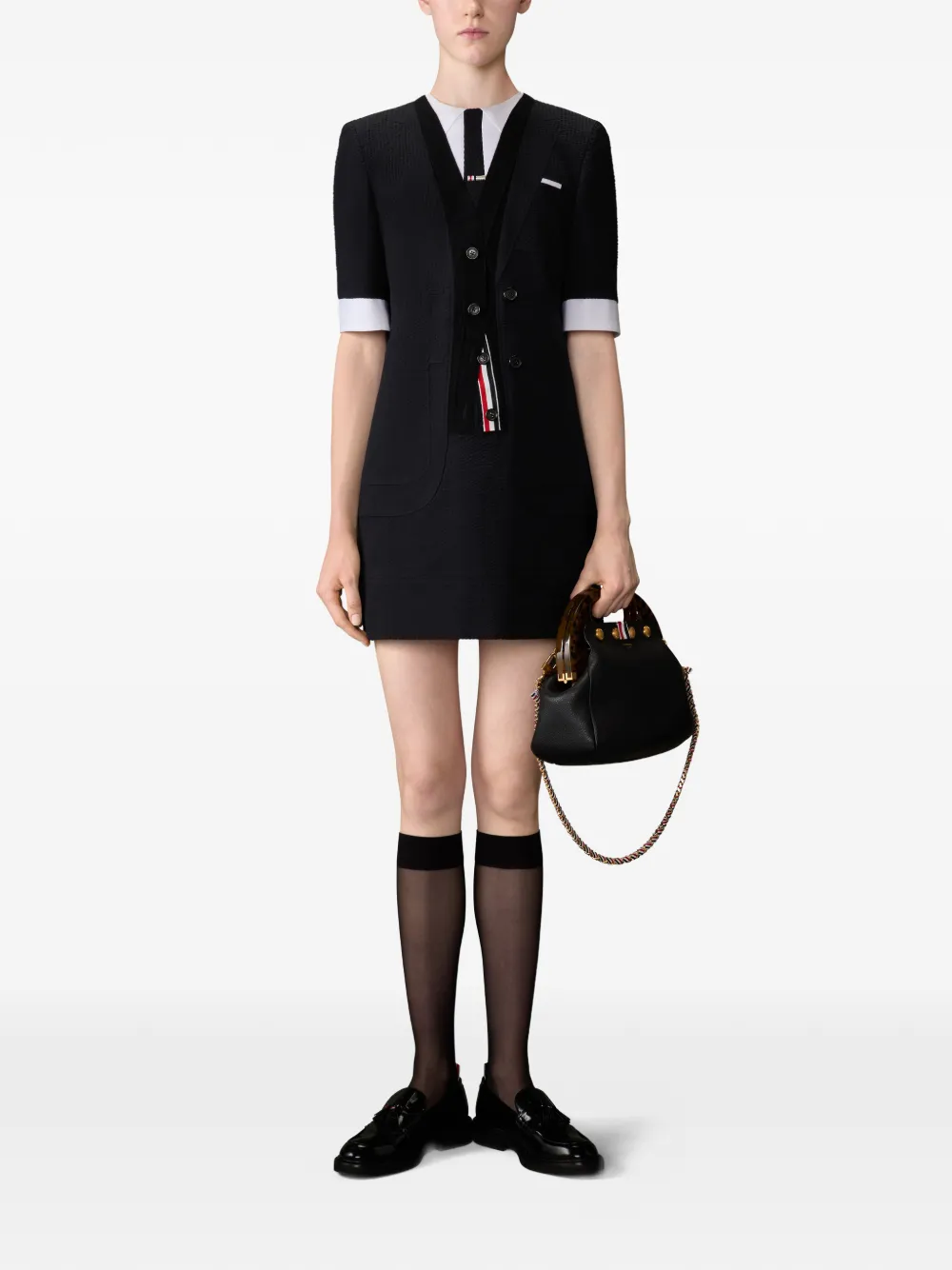  Thom Browne Short-sleeve Mini Dress - Black 
